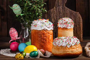 Easter cake sweet pastry traditional holiday christianity organic product fresh tasty gourmet food background on the table rustic food top view copy space