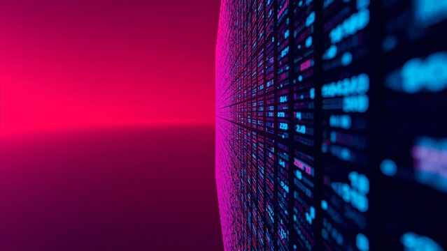 Abstract Data Visualization Display in Neon Pink and Blue - Powered by Adobe