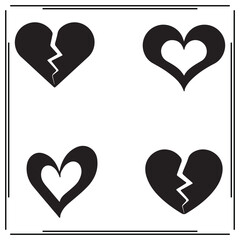 Hearts symbol  silhouette, Hearts symbol illustration , Hearts symbol clipart, Hearts symbol vector , black Hearts symbol, Hearts symbol illustration on white background, 			