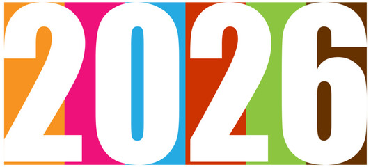 colorful 2026 text for new year. 2026 creative design for poster, banner, website,