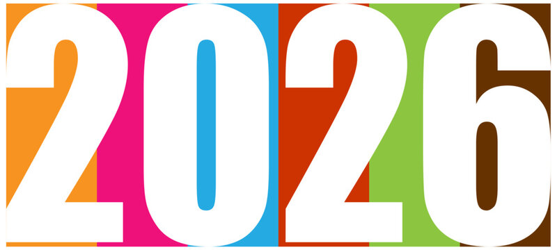 colorful 2026 text for new year. 2026 creative design for poster, banner, website,