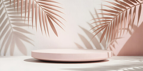 Obraz premium A product mockup of a serene tropical spa, still life with bamboo, palm leaf, and ocean nature