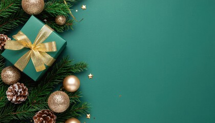 Obraz premium Festive gift presentation holiday season decorative image indoor setting overhead view celebratory concept for christmas and new year celebrations