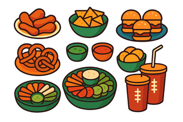 Delicious appetizers and beverages for sports viewing party or casual gathering