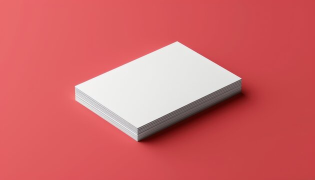 A stack of blank white paper sheets on a red background with a minimalist look and feel