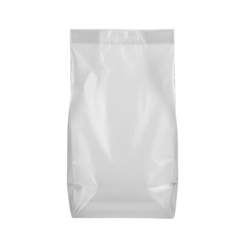 Clear plastic stand up pouch packaging mockup isolated