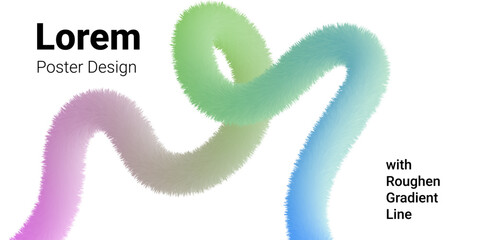 Poster design with rough gradient line and vibrant abstract vector fluid background for web design