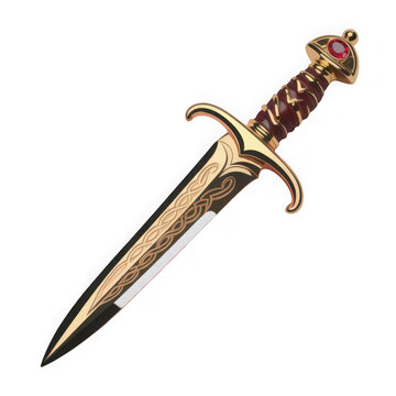 Gold dagger isolated on transparent background