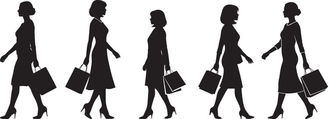 silhouettes of women with shopping bags