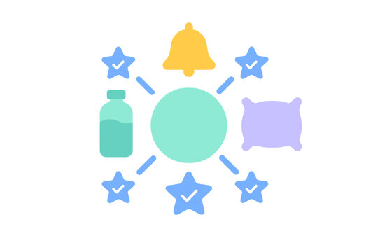 Daily habits routine diagram showing sleep, hydration, and goal tracking elements