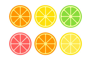 Bright colorful seamless pattern of assorted citrus fruit slices including lemon lime orange and grapefruit