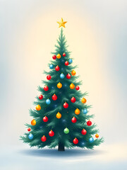 christmas, tree, decorated, holiday, festive, ornaments, lights, garlands, stars, baubles, tinsel, celebration, winter, pine, spruce, season, snowy, gift boxes, wrapped presents, golden decor, red dec