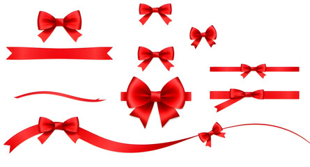 red, christmas, bow, ribbon, festive, holiday, glossy, shiny, satin, silk, decor, ornament, decorative, elegant, stylish, jolly, cheerful, bright, vibrant, classic, winter, seasonal, wrap, gift, prese