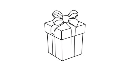 christmas, gift, box, bow, lineart, outline, sketch, minimal, mono, vector, present, ribbon, festive, holiday, contour, doodle, graphic, simple, elegant, linear, package, wrap, celebration, winter, de