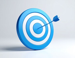 Blue arrow hits bullseye of target