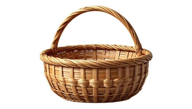 Woven Basket Isolated on Transparent Background High-Quality PNG Illustration