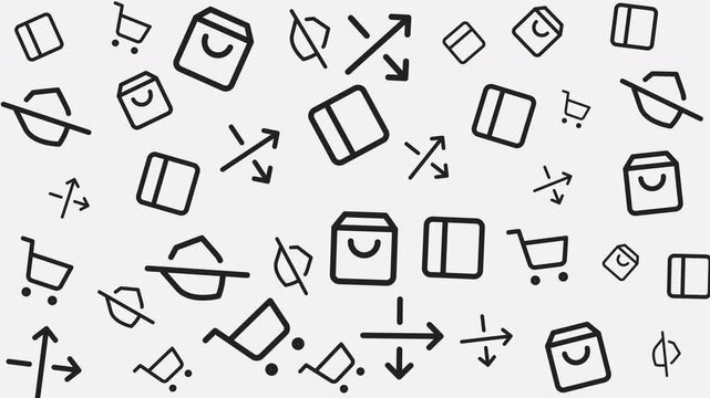 Abstract Pattern of Geometric Shapes and Arrows in Monochrome, Vector Illustration, Digital Graphic Design, Seamless Background