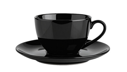 Glossy Black Espresso Cup and Saucer for Cafe Branding