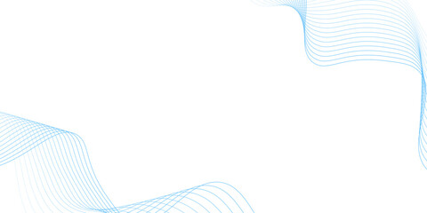 Top Blue line wave and abstract white background art