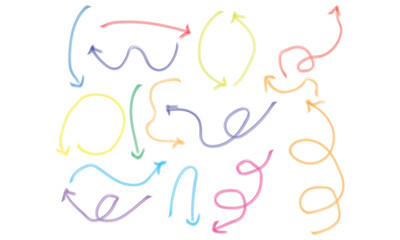 Colorful Hand Drawn Arrows Collection on White Background