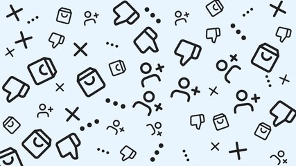 Social media engagement icons pattern with likes, comments, and shares on light background, digital graphic design, top view, concept of online interaction - Powered by Adobe