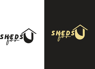 Sheds For U Minimal Logo Design isolated transparent background