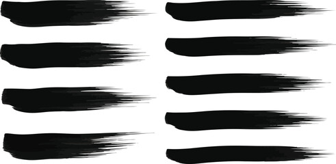 Creative hand-painted black brush strokes set on white surface