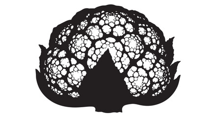 Intricate black lace-like circular silhouette of a floral head with fractal florets and ornamental detail.