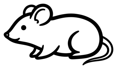 Cute Mouse Mascot Simple Line Art Rodent Vector Icon