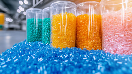 Close-up of diverse plastic granules showcasing their vibrant colors, highlighting the importance of material selection in production