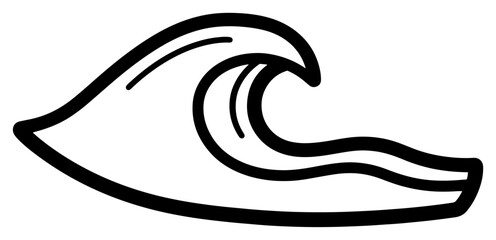 Ocean wave surf icon minimal line art vector illustration