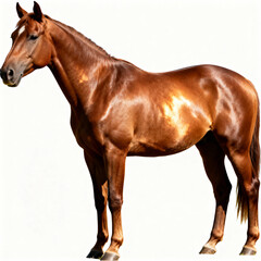 Obraz premium Beautiful brown horse standing isolated on white background.