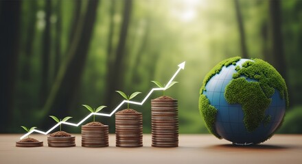 Sustainable investment growing money with green initiatives for a healthy planet