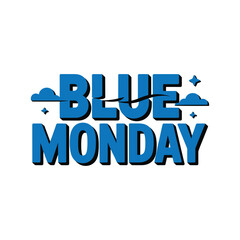 Blue Monday Typography Design on White Background