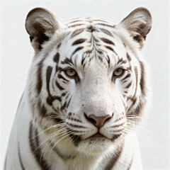 Fototapeta premium Close up portrait of majestic white tiger face isolated on white background