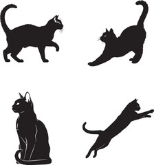 set of cats silhouettes