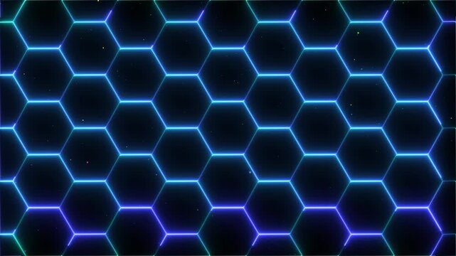 Glowing Blue and Green Hexagonal Grid Pattern abstract