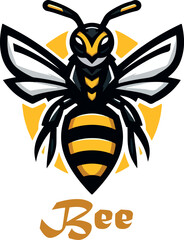 Hornet Bee mascot logo icon vector white background .