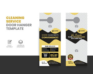 Cleaning Service Door Hanger Template | House Cleaning Flyer | Maid Service Marketing Door Tag | Residential & Commercial Cleaning Advertisement Design