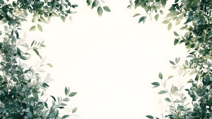 Obraz premium Lush green foliage forms a natural border framing a bright, central copy space.