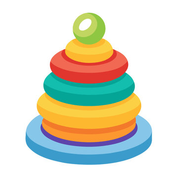 Baby toy ring stack cartoon object on a white background vector illustration