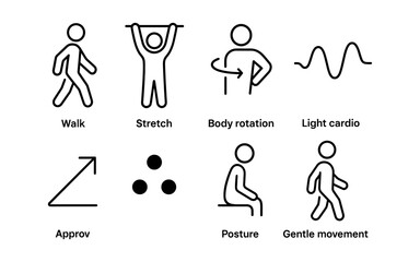 Minimalist fitness icons for exercise and wellness routines