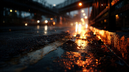 Wet Asphalt with Rain Splashes - City Night - Resilience