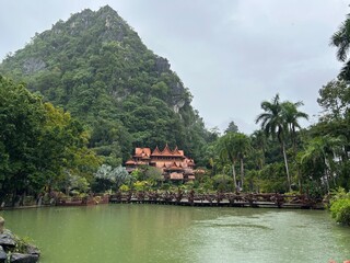 Temples near mountains in Thailand