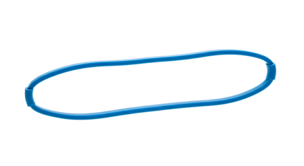 Blue Resistance Loop Band PNG. Floating elastic gym strap for fitness and strength training isolated. Durable latex exercise equipment for pilates, yoga, and home workouts or rehabilitation PNG