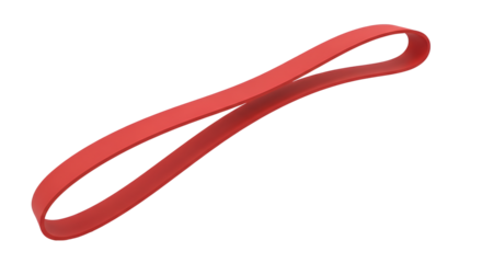 Red Resistance Loop Band PNG. Floating elastic gym strap for fitness and strength training isolated. Durable latex exercise equipment for pilates, yoga, and home workouts or rehabilitation PNG