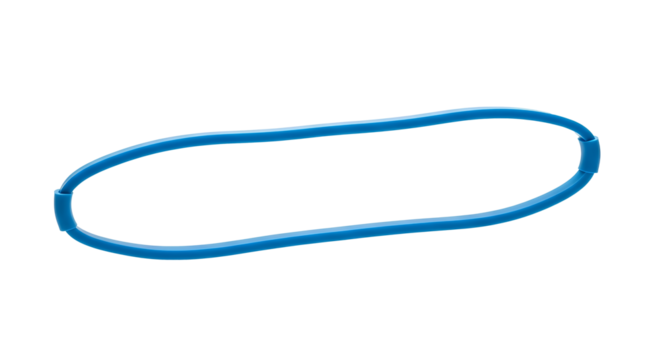 Blue Resistance Loop Band PNG. Floating elastic gym strap for fitness and strength training isolated. Durable latex exercise equipment for pilates, yoga, and home workouts or rehabilitation PNG