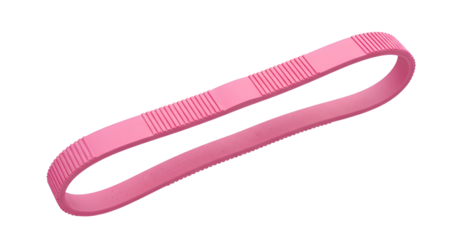 Pink Resistance Loop Band PNG. Floating elastic gym strap for fitness and strength training isolated. Durable latex exercise equipment for pilates, yoga, and home workouts or rehabilitation PNG