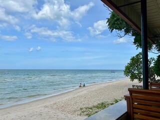 tropical beach with blue sky