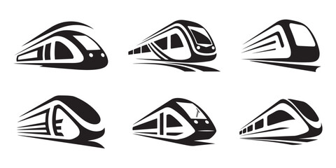 High-Speed Train Logo Set &ndash; Modern Railway Icon Collection